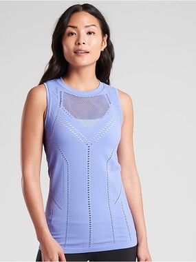 Athleta Lavender Mesh-Detail Knit Tank Top